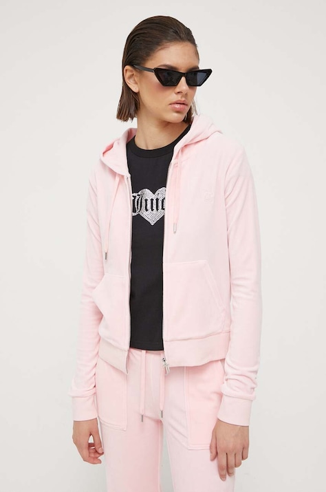 Juicy Couture bluza Robertson femei, culoarea roz, cu glugă, neted