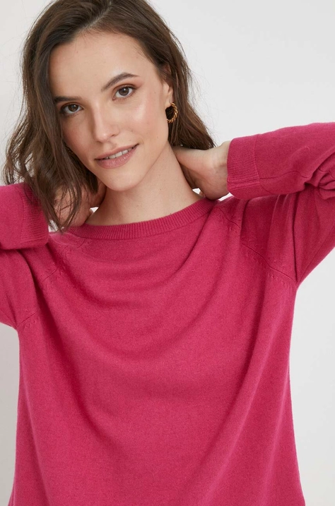 United Colors of Benetton sweter z domieszką wełny damski kolor różowy lekki