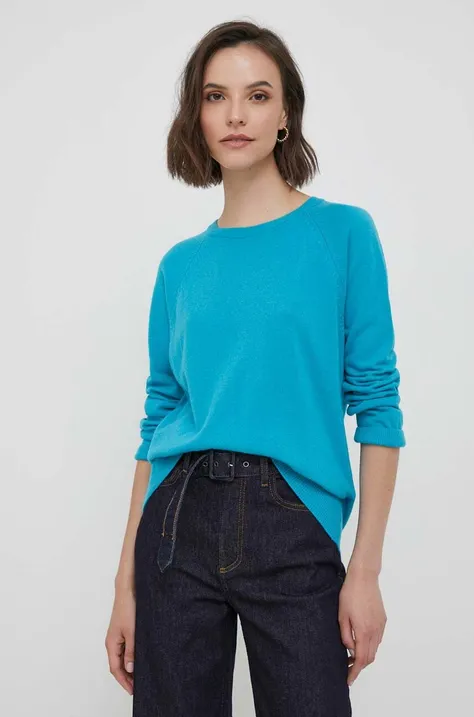 United Colors of Benetton gyapjúkeverék pulóver könnyű, női, türkiz