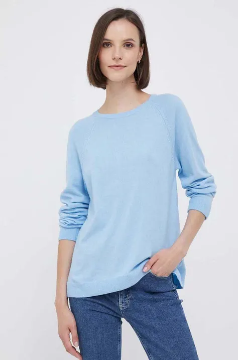 United Colors of Benetton sweter z domieszką wełny damski kolor niebieski lekki