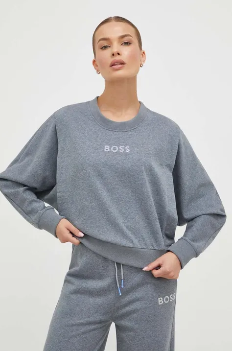 Boss Orange bluza bawełniana BOSS ORANGE damska kolor niebieski melanżowa