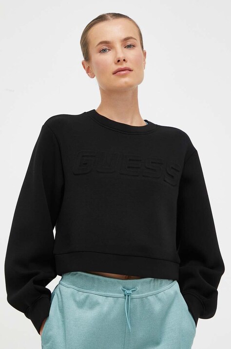 Guess bluza femei, culoarea negru, melanj