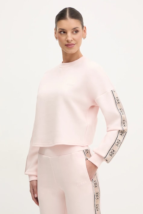 Суичър Guess CYMONE в розово с апликация V3BQ16 KB3P2