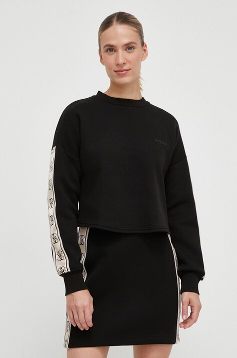 Guess bluza femei, culoarea negru, cu imprimeu