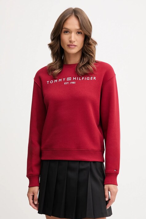 Mikina Tommy Hilfiger dámská, modrá barva, s potiskem, WW0WW39791