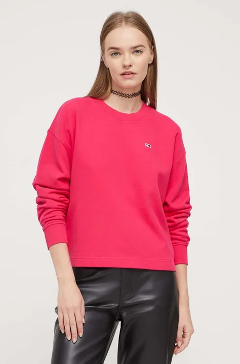 Βαμβακερή μπλούζα Tommy Jeans γυναικεία, χρώμα: κόκκινο