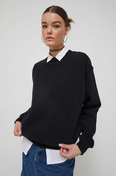 Superdry bluza femei, culoarea negru, neted