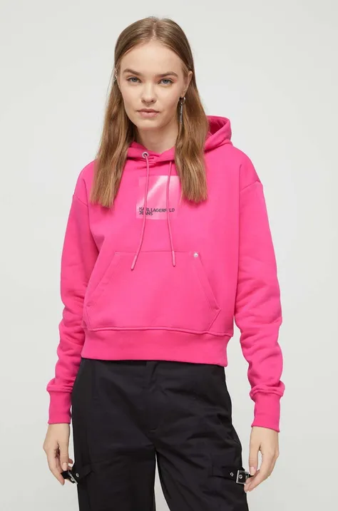 Dukserica Karl Lagerfeld Jeans za žene, boja: ružičasta, s kapuljačom, s tiskom