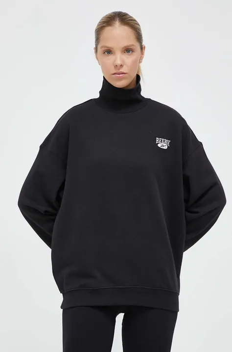 Bombažen pulover Reebok Classic ženska, črna barva