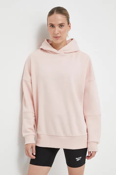 Μπλούζα Reebok LUX COLLECTION χρώμα: ροζ, με κουκούλα