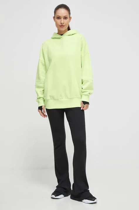 Reebok bluza LUX COLLECTION femei, culoarea verde, cu glugă, neted