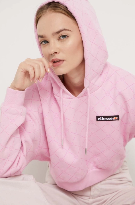 Pulover Ellesse ženska, roza barva, s kapuco