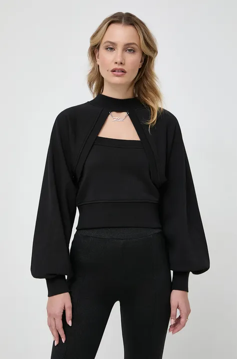 Karl Lagerfeld bluza damska kolor czarny gładka