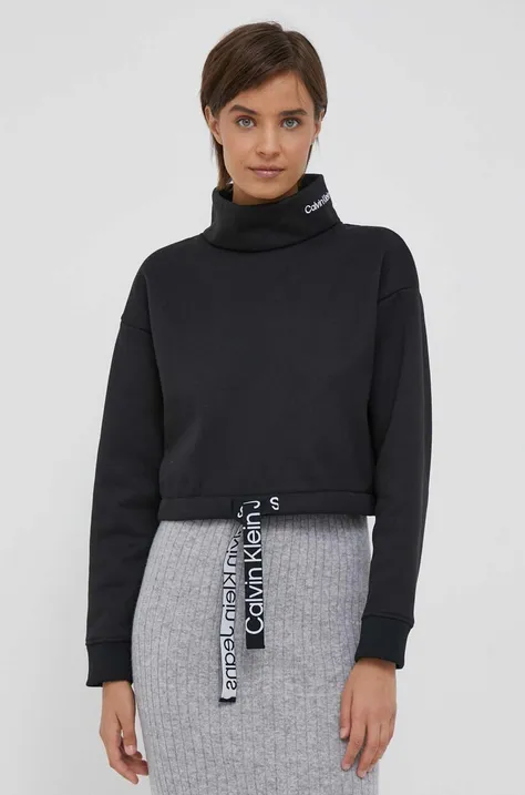 Calvin Klein Jeans bluza femei, culoarea negru, cu imprimeu