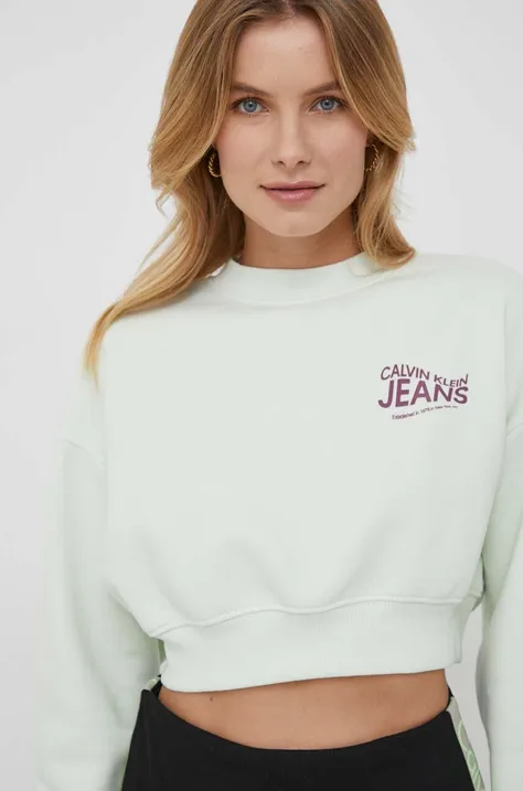 Calvin Klein Jeans felső zöld, női, nyomott mintás