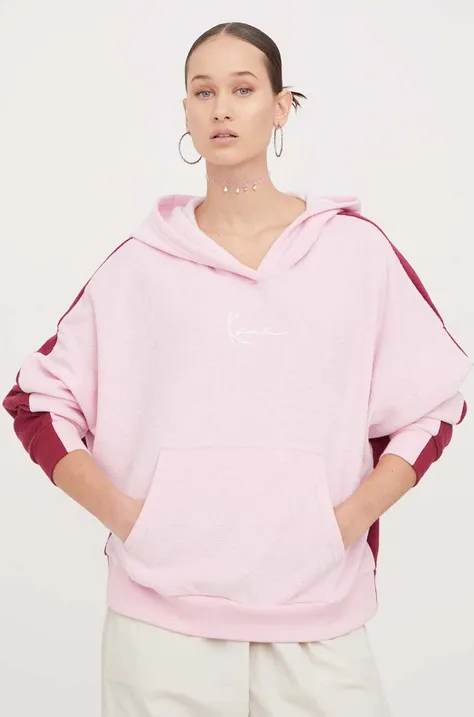 Karl Kani bluza damska kolor różowy z kapturem wzorzysta