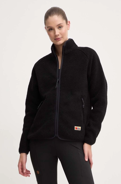 Fjallraven hanorac fleece Vardag Pile culoarea negru, uni