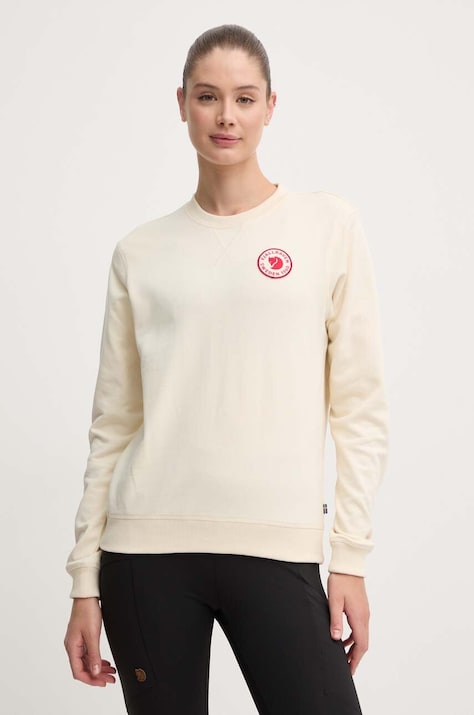 Хлопковая кофта Fjallraven 1960 Logo женская цвет бежевый с аппликацией