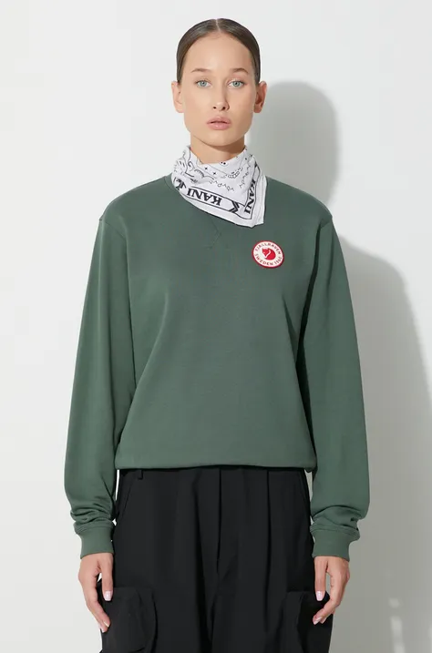 Fjallraven hanorac de bumbac 1960 Logo Badge Sweater femei, culoarea verde, cu imprimeu  F87230