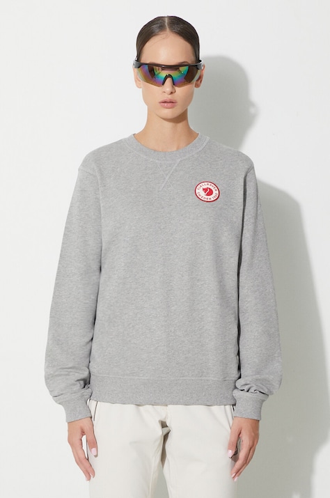 Fjallraven hanorac de bumbac 1960 Logo femei, culoarea gri, melanj