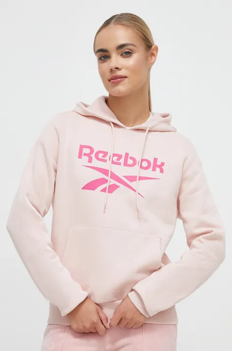 Μπλούζα Reebok χρώμα: ροζ, με κουκούλα