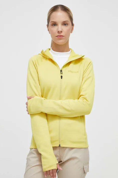 Αθλητική μπλούζα Marmot Olden Polartec χρώμα: κίτρινο, με κουκούλα