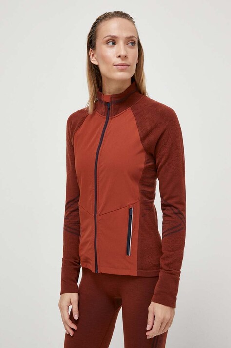 Smartwool bluza sportowa Intraknit Active kolor brązowy gładka