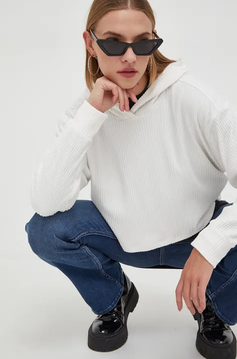 Пуловер Hollister Co. в бяло от лека материя