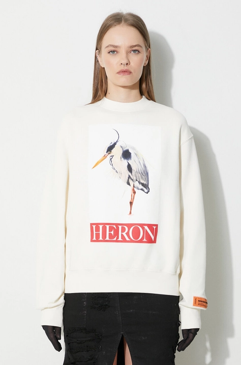 Βαμβακερή μπλούζα Heron Preston Heron Bird Painted Crewneck γυναικεία, χρώμα: μπεζ, HWBA014F23JER0030425 F3HWBA014F23JER0030425