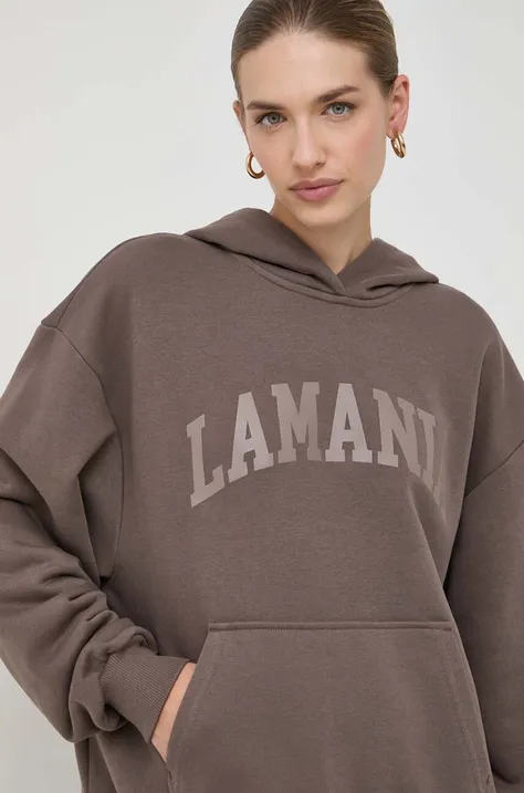 Pulover La Mania ženska, rjava barva, s kapuco