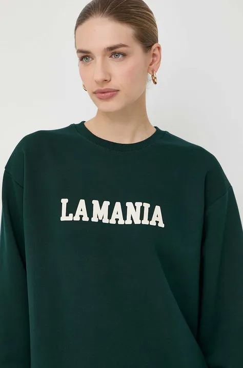La Mania bluza damska kolor zielony z nadrukiem