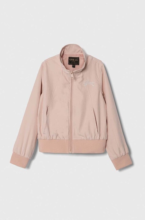 Guess bluza copii culoarea roz, neted