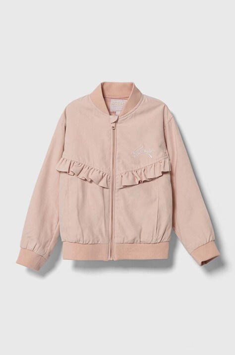 Guess bluza copii culoarea roz, neted