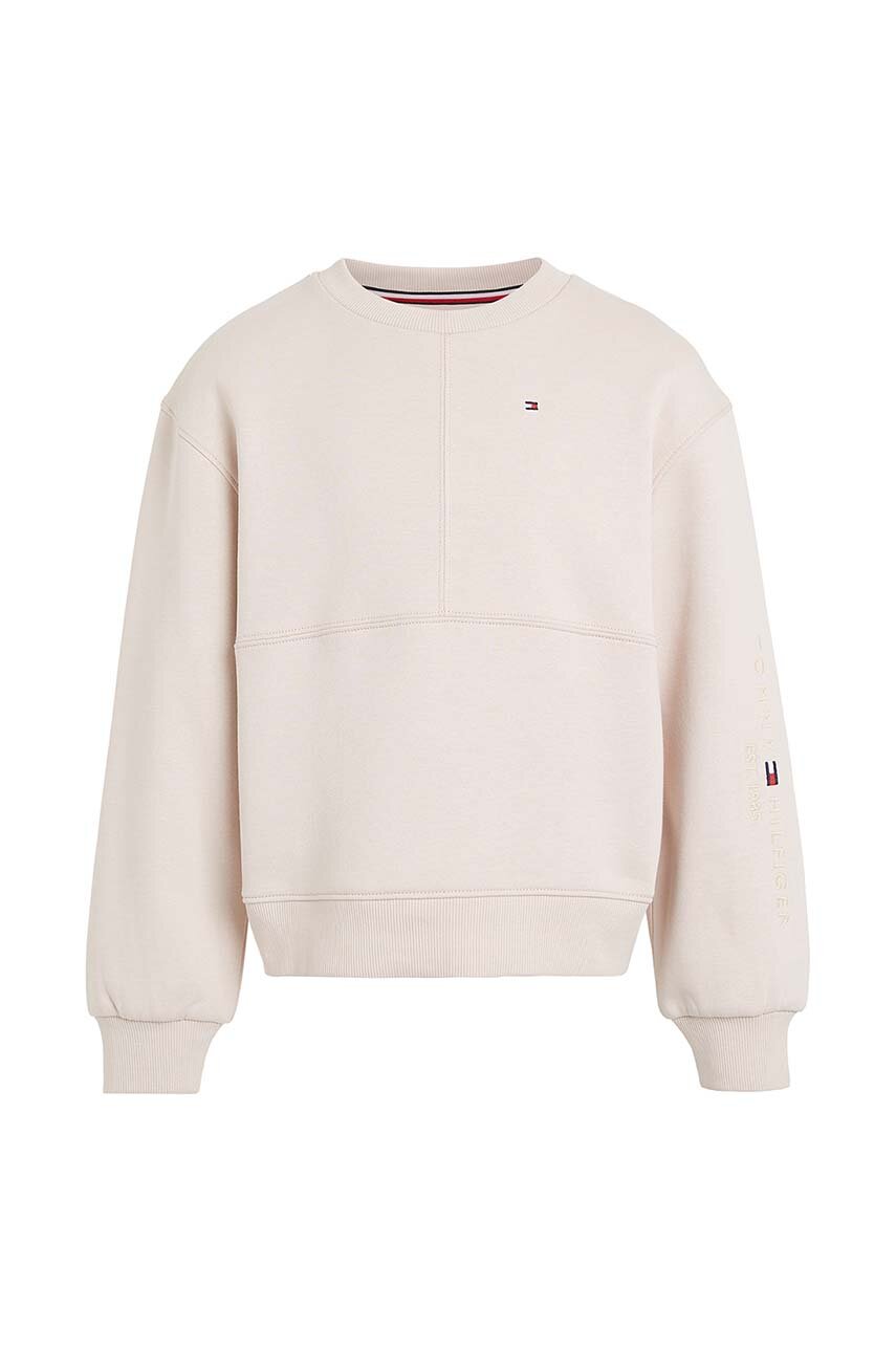 Tommy Hilfiger bluza dziecięca kolor beżowy gładka