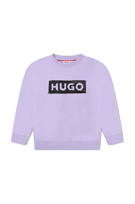 Παιδική μπλούζα HUGO χρώμα: μοβ