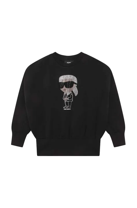 Karl Lagerfeld bluza dziecięca kolor czarny z aplikacją