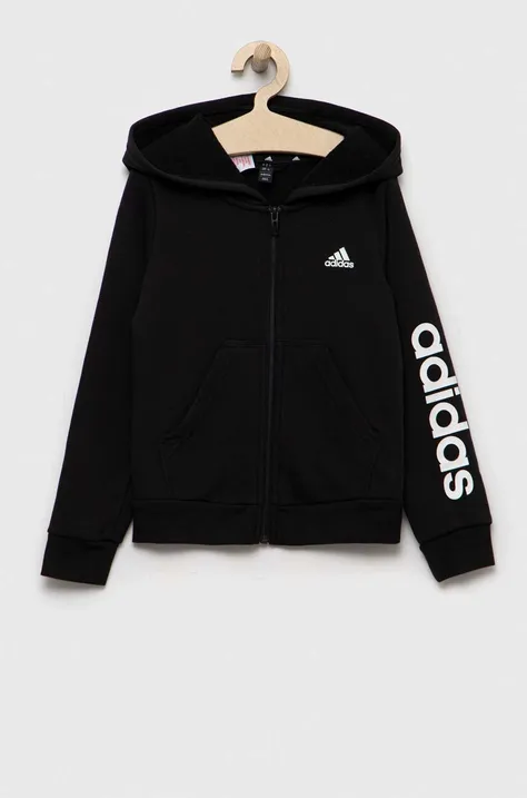 Παιδική μπλούζα adidas χρώμα: μαύρο, με κουκούλα