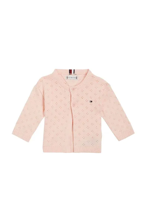 Bombažni pulover za dojenčke Tommy Hilfiger roza barva