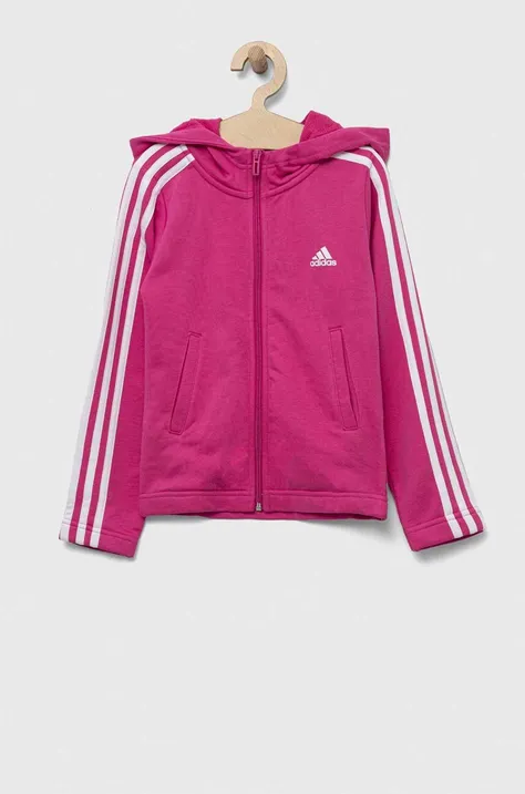 adidas bluza copii culoarea roz, cu glugă, cu imprimeu