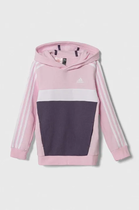 adidas bluza dziecięca kolor różowy z kapturem wzorzysta