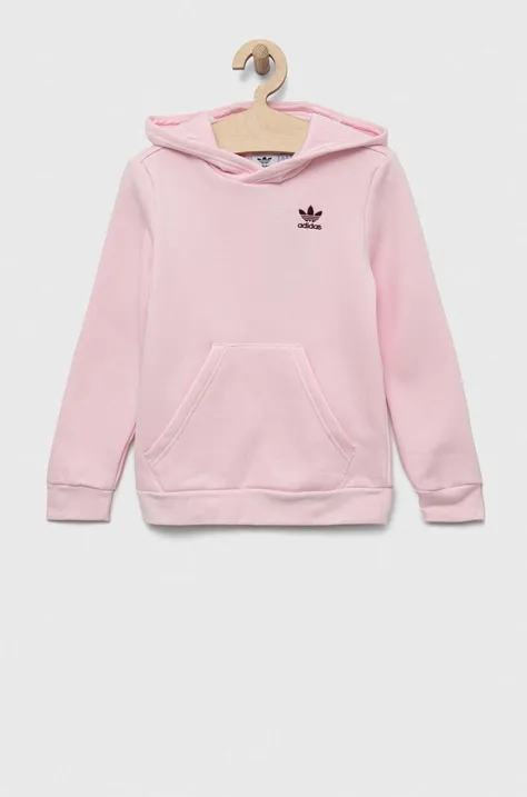 Otroški pulover adidas Originals roza barva, s kapuco