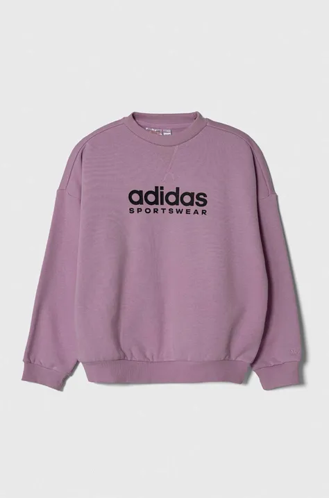 adidas bluza dziecięca kolor fioletowy z nadrukiem