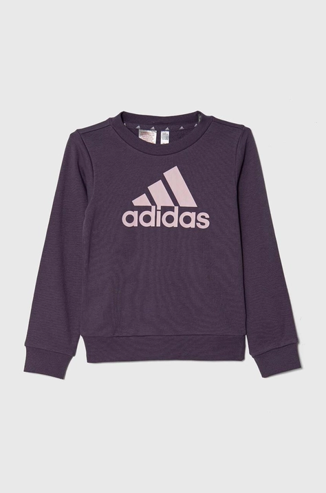 Detská mikina adidas fialová farba, s potlačou