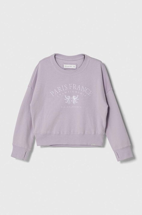 Detská mikina Abercrombie & Fitch fialová farba, s nášivkou