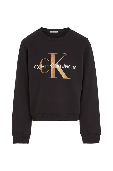 Dječja dukserica Calvin Klein Jeans boja: crna, s tiskom