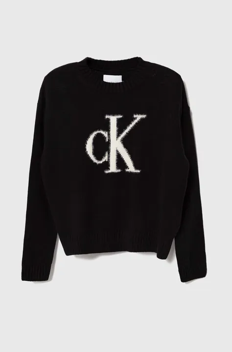 Calvin Klein Jeans sweter bawełniany dziecięcy kolor czarny