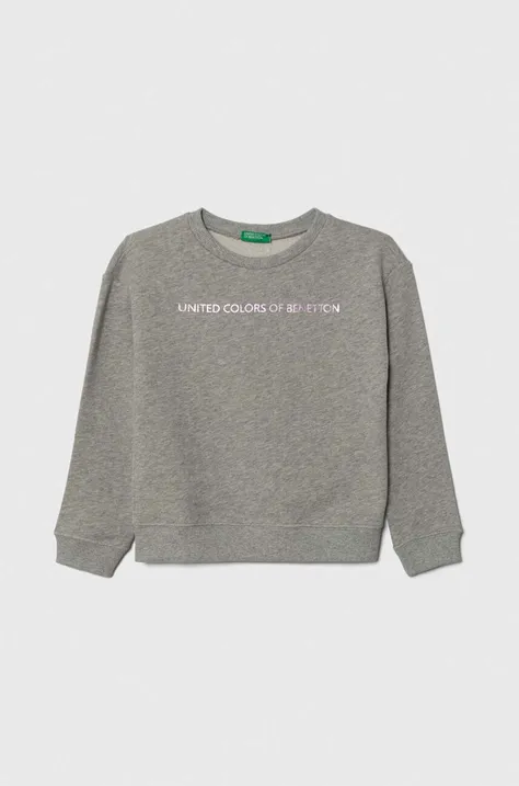 Otroški bombažen pulover United Colors of Benetton siva barva