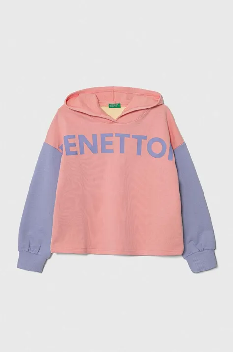 Otroški bombažen pulover United Colors of Benetton s kapuco