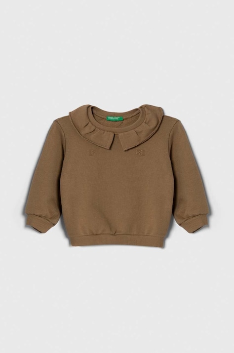 Дитяча бавовняна кофта United Colors of Benetton колір бежевий однотонна