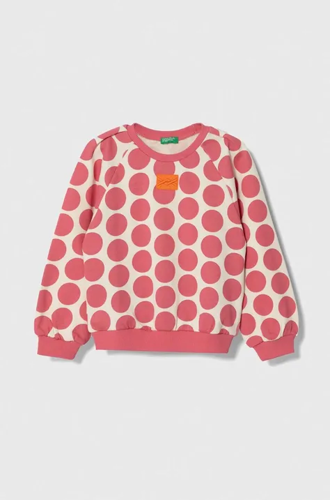 Детская хлопковая кофта United Colors of Benetton цвет розовый узор
